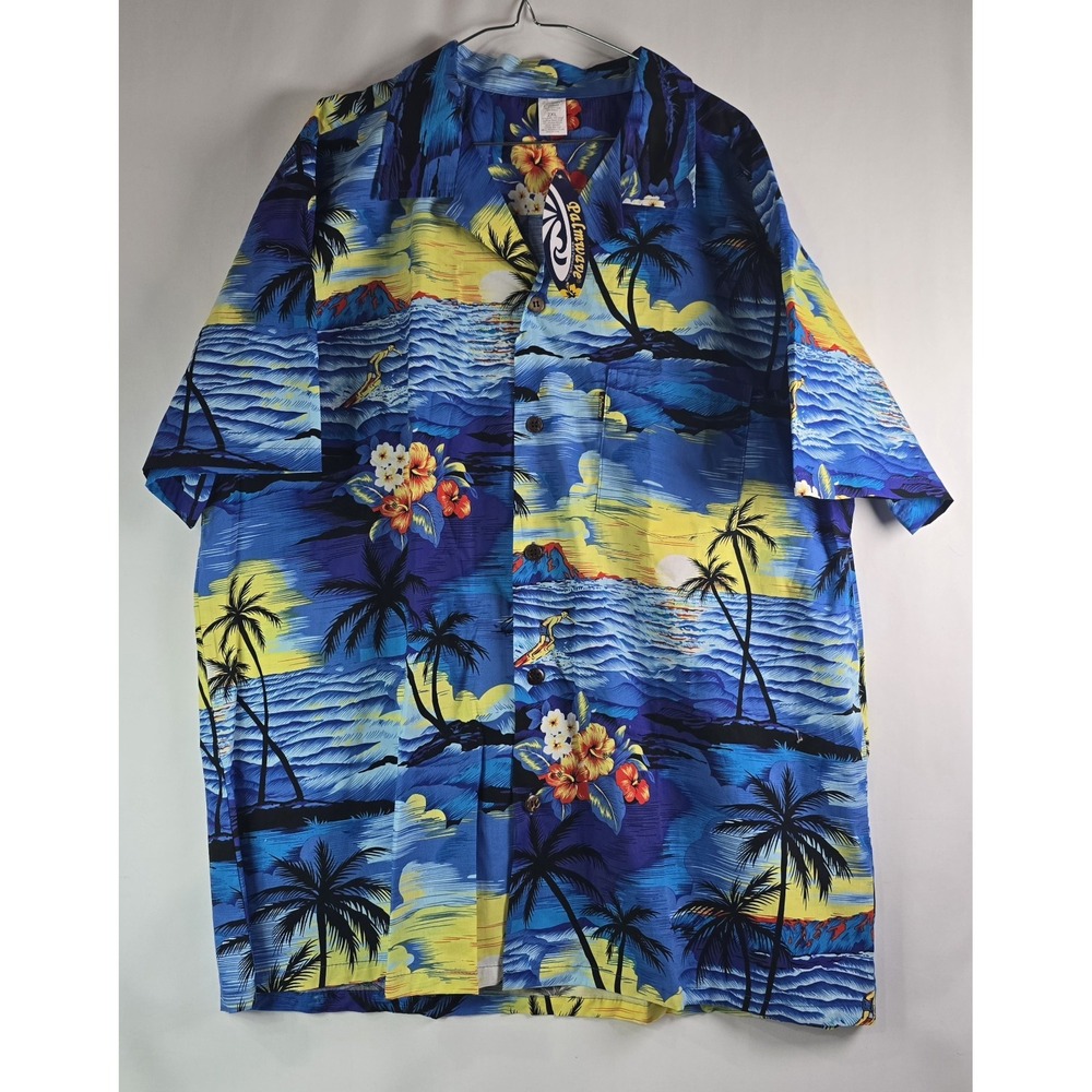 NWT Palmwave 100% Cotton Hawaiian Shirt Mens Size XL